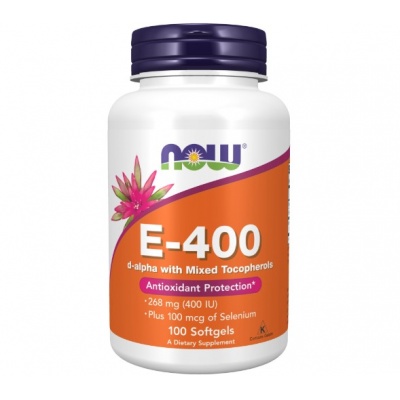 Витамины NOW Vitamin E-400 Mixed Toc+Selenium 100 капсул