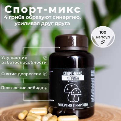 Специальный препарат Энергия природы Комплекс 4 гриба 60 капсул